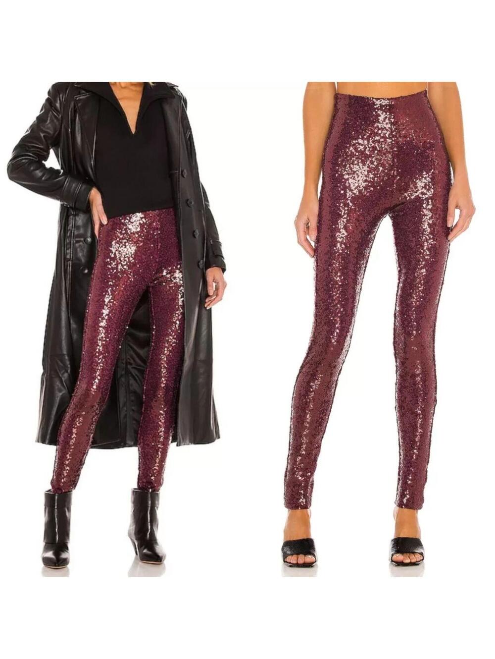 LKNW Commando sequin leggings M brownish burgandy wine